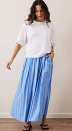 Ceres Life Florence Maxi Skirt Oxford Blue & White Stripe