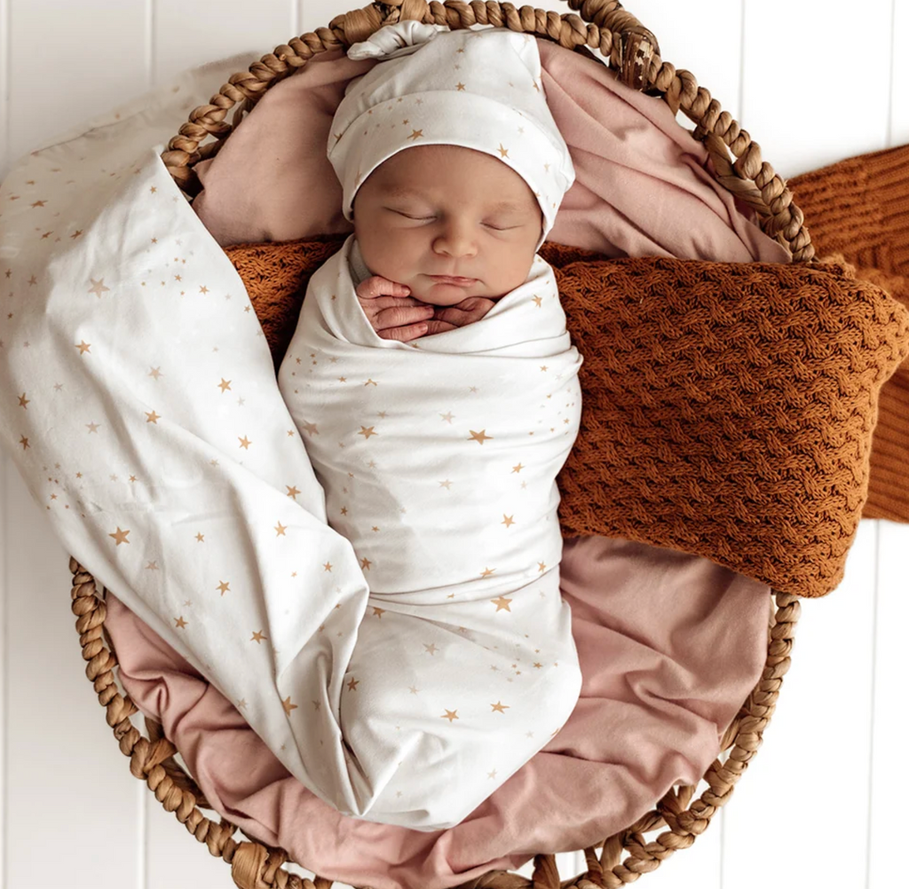 Snuggle Hunny Stardust Organic Jersey Wrap & Beanie Set