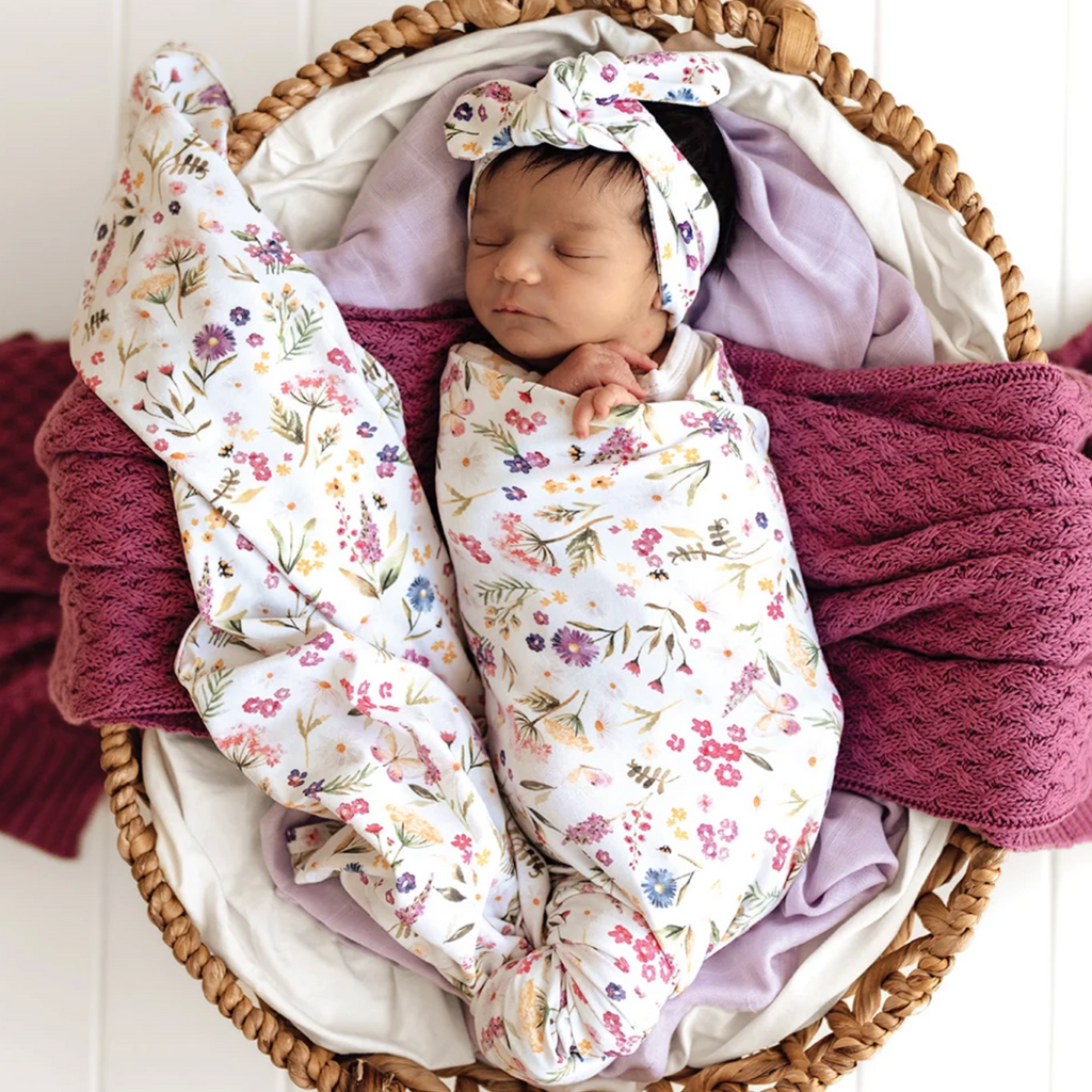 Snuggle Hunny Gracie Organic Jersey Wrap & TopKnot Set