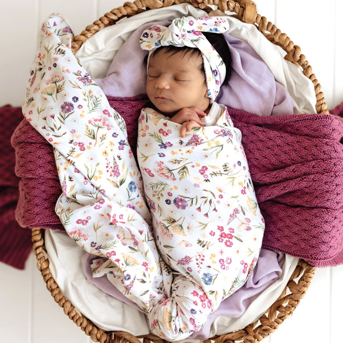 Snuggle Hunny Gracie Organic Jersey Wrap & TopKnot Set