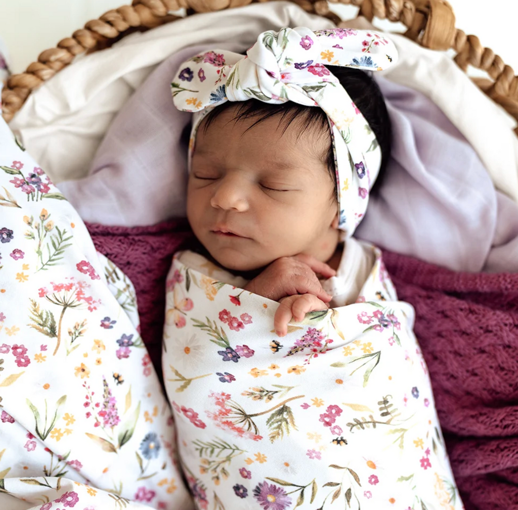 Snuggle Hunny Gracie Organic Jersey Wrap & TopKnot Set