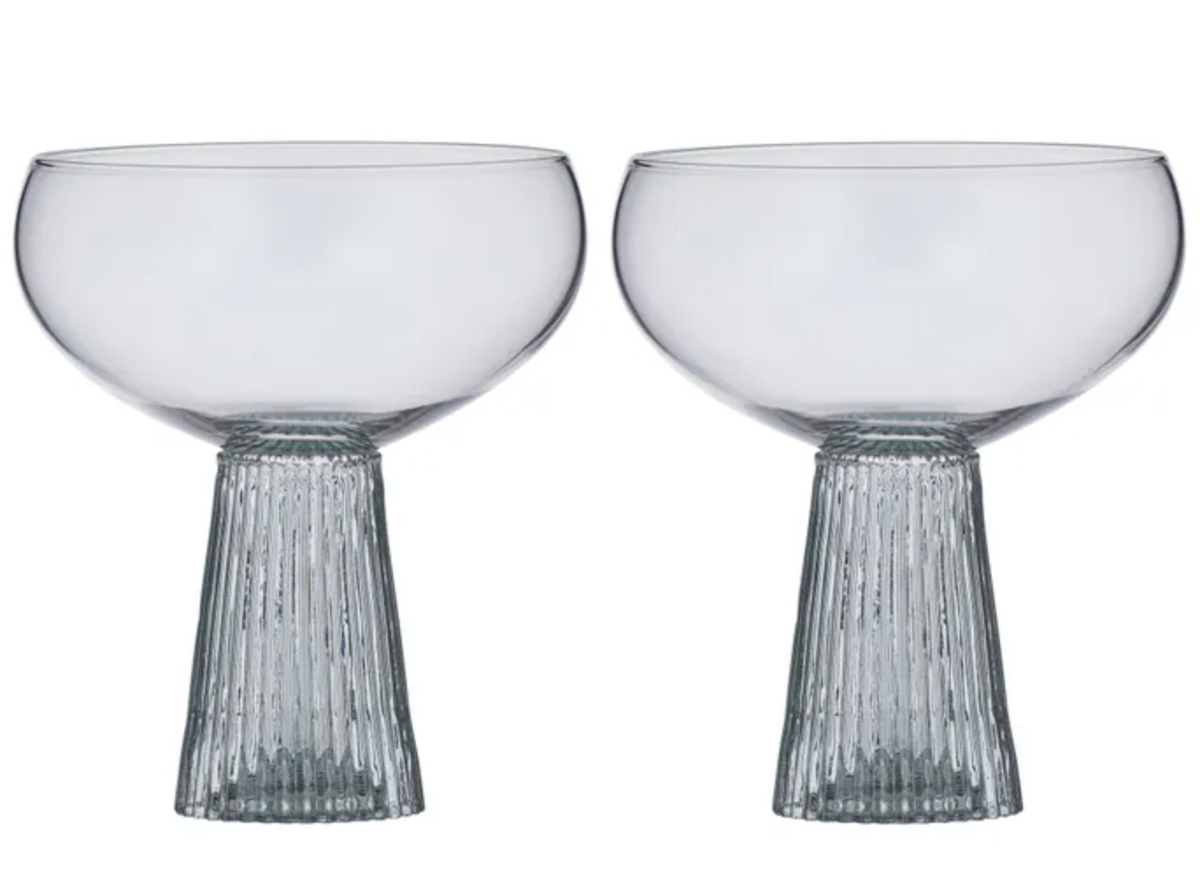 Coast to Coast Giselle Set of 2 Ribbed Coupe Glasses