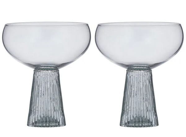 Coast to Coast Giselle Set of 2 Ribbed Coupe Glasses