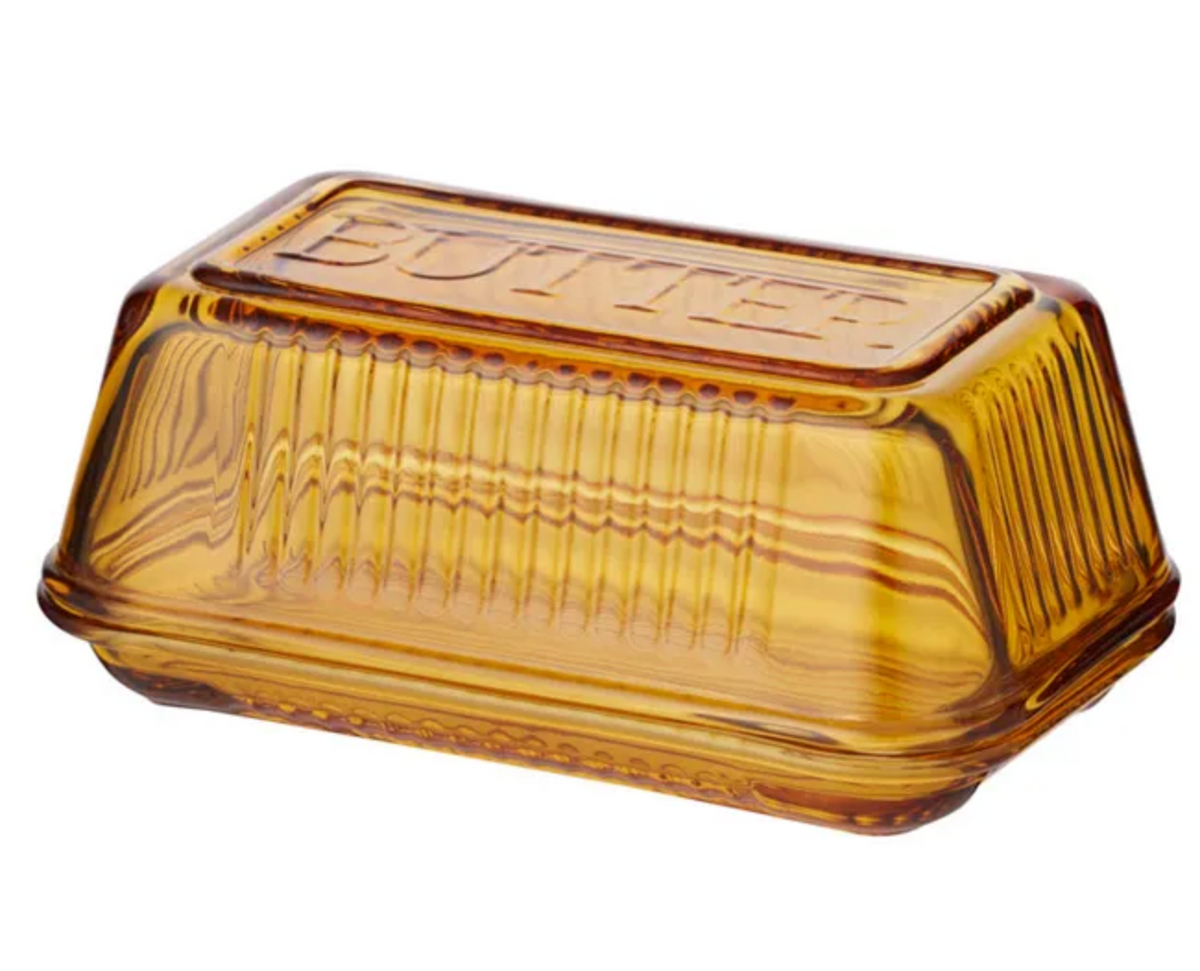 Coast to Coast Lia Glass Amber Butter Dish