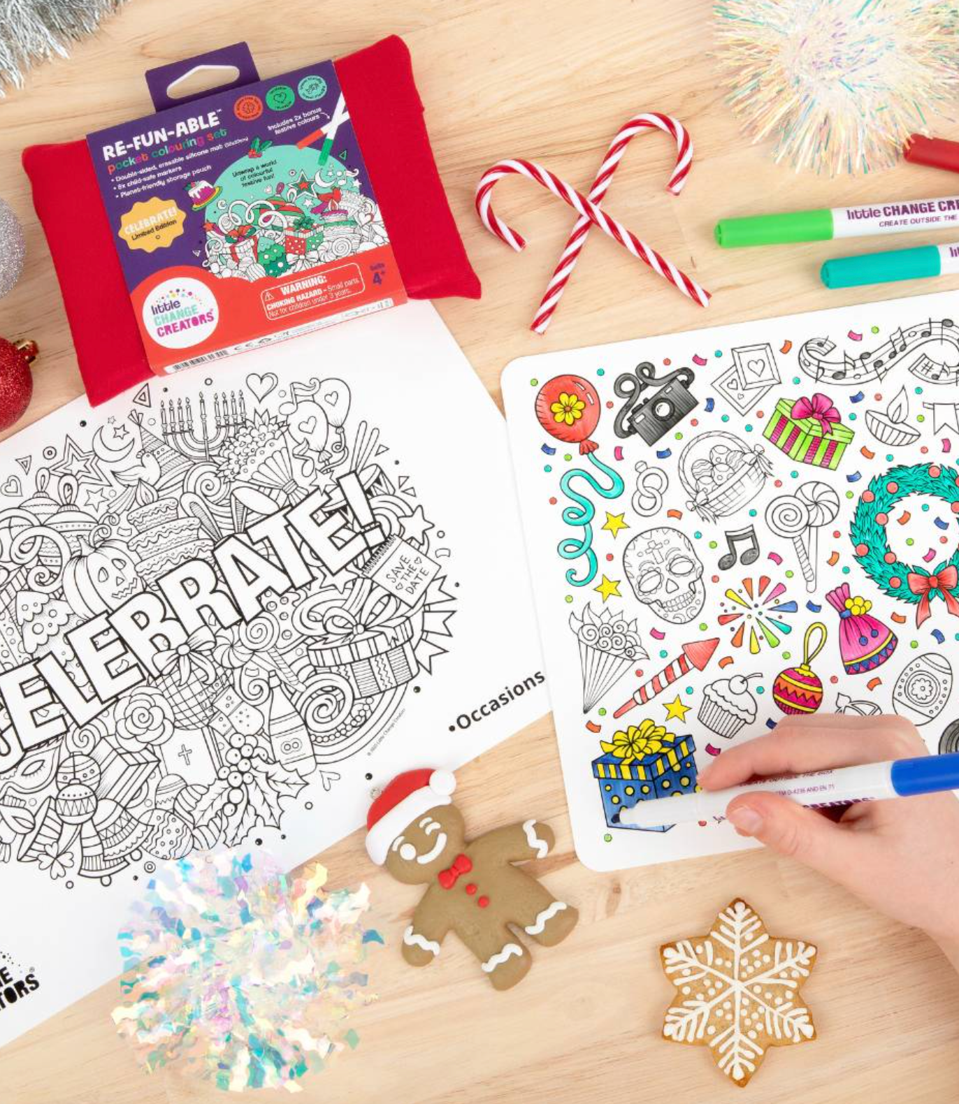 Little Change Creators CELEBRATE! Limited Edition Christmas Reusable Pocket Colouring Set