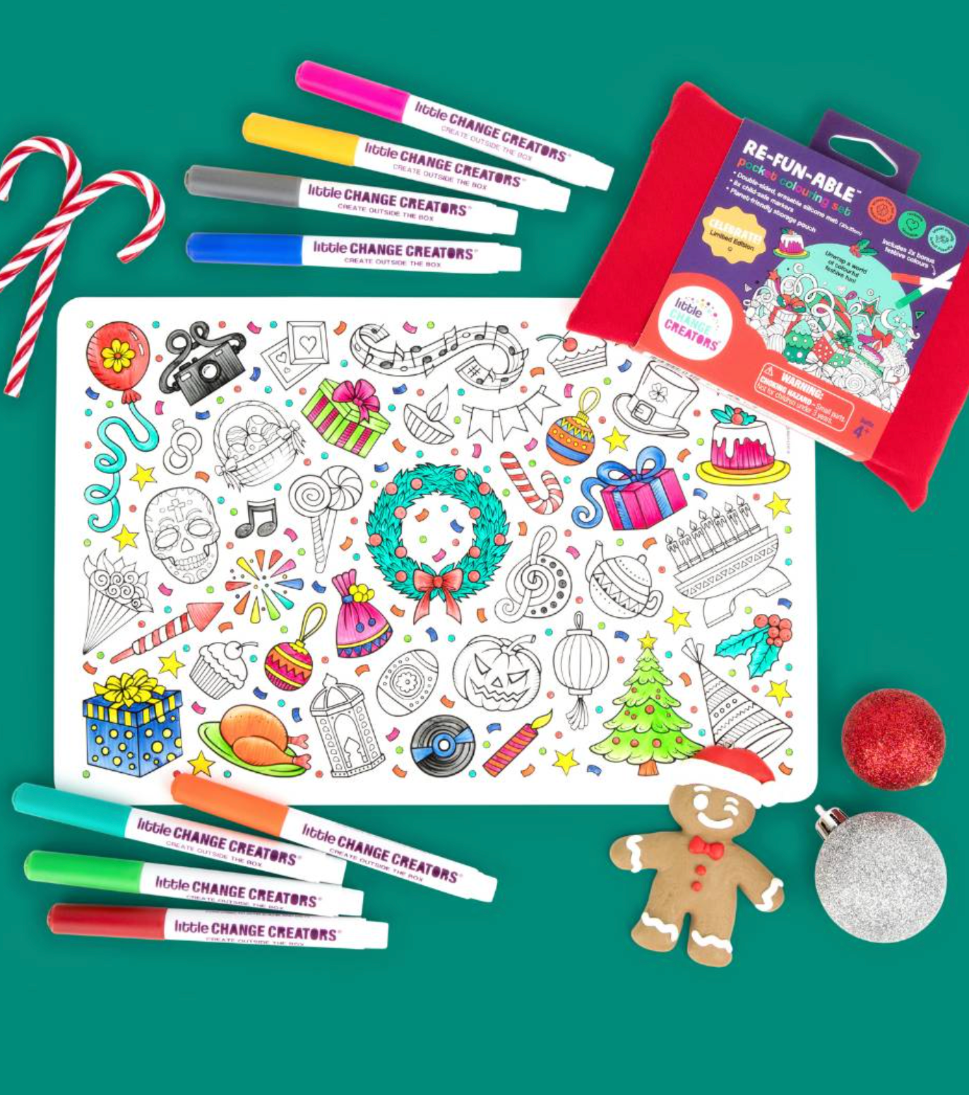Little Change Creators CELEBRATE! Limited Edition Christmas Reusable Pocket Colouring Set