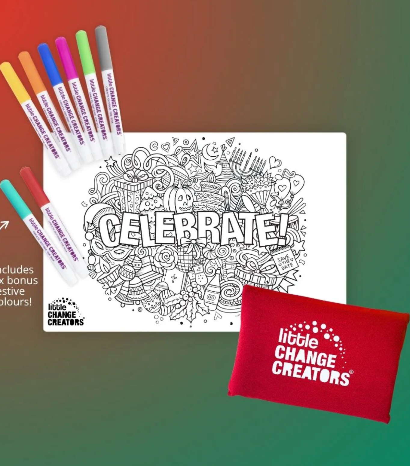 Little Change Creators CELEBRATE! Limited Edition Christmas Reusable Pocket Colouring Set