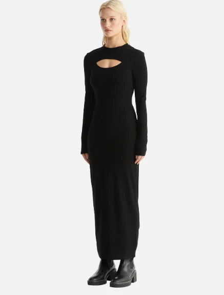 Ena Pelly Remi Ribbed Dress Black