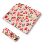 Snuggle Hunny Strawberry Organic Jersey Wrap & Topknot Set