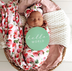 Snuggle Hunny Strawberry Organic Jersey Wrap & Topknot Set