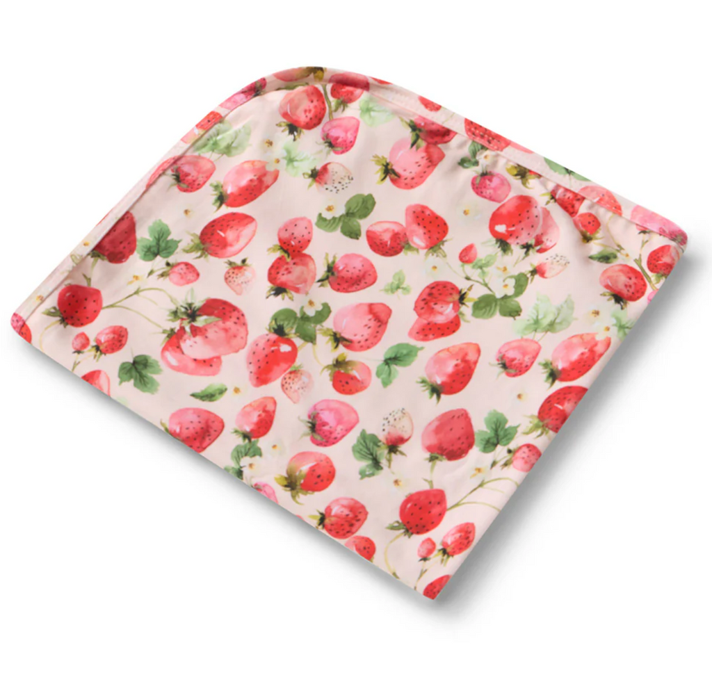 Snuggle Hunny Strawberry Organic Jersey Wrap & Topknot Set