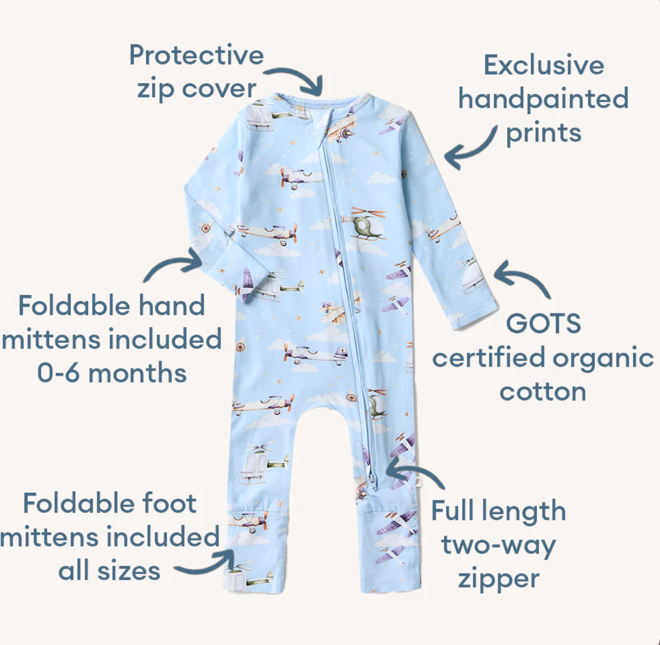 Snuggle Hunny Taking Flight Organic Snugglesuit Convertible Romper