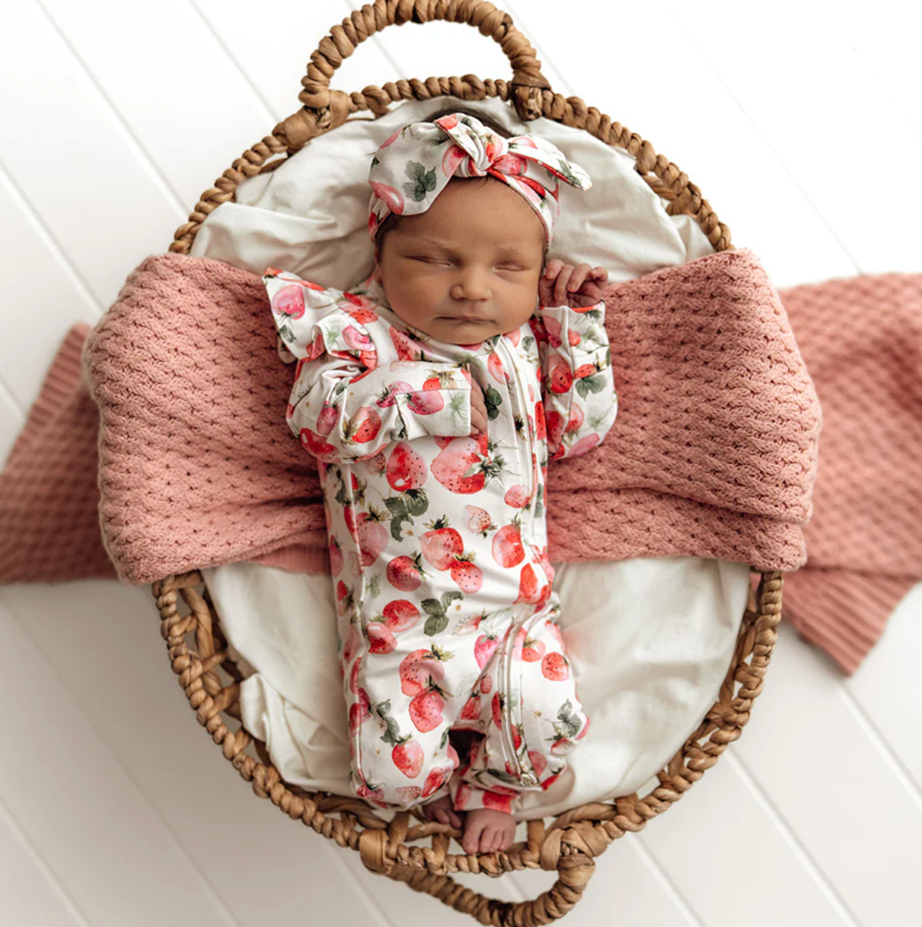 Snuggle Hunny Strawberry Organic Snugglesuit Convertible Romper