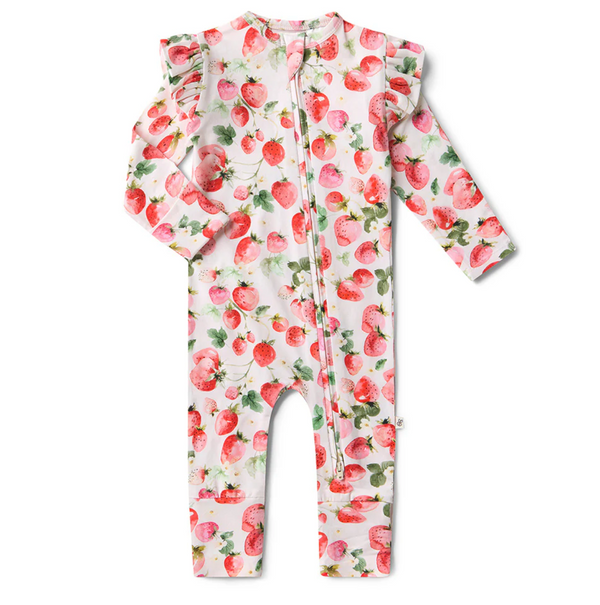 Snuggle Hunny Strawberry Organic Snugglesuit Convertible Romper