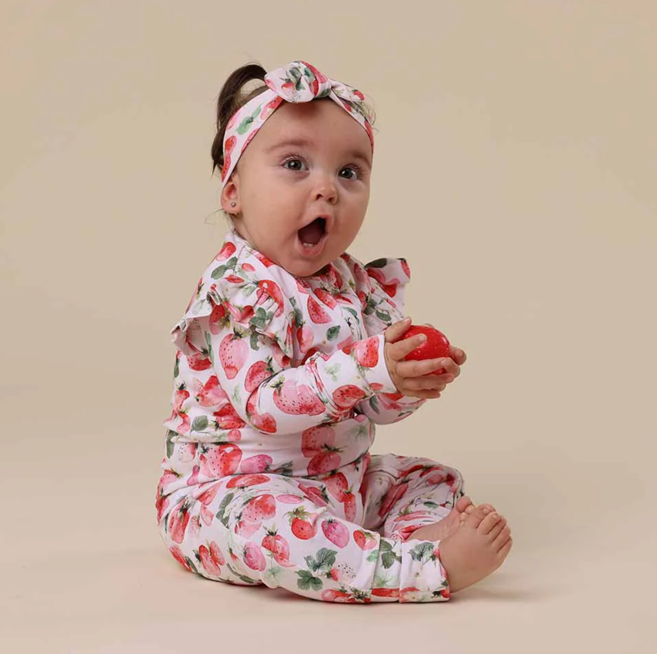 Snuggle Hunny Strawberry Organic Snugglesuit Convertible Romper