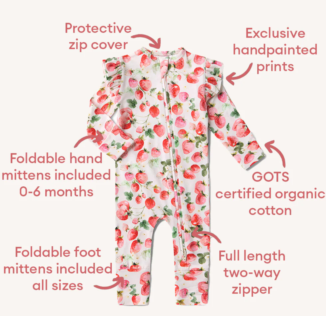 Snuggle Hunny Strawberry Organic Snugglesuit Convertible Romper