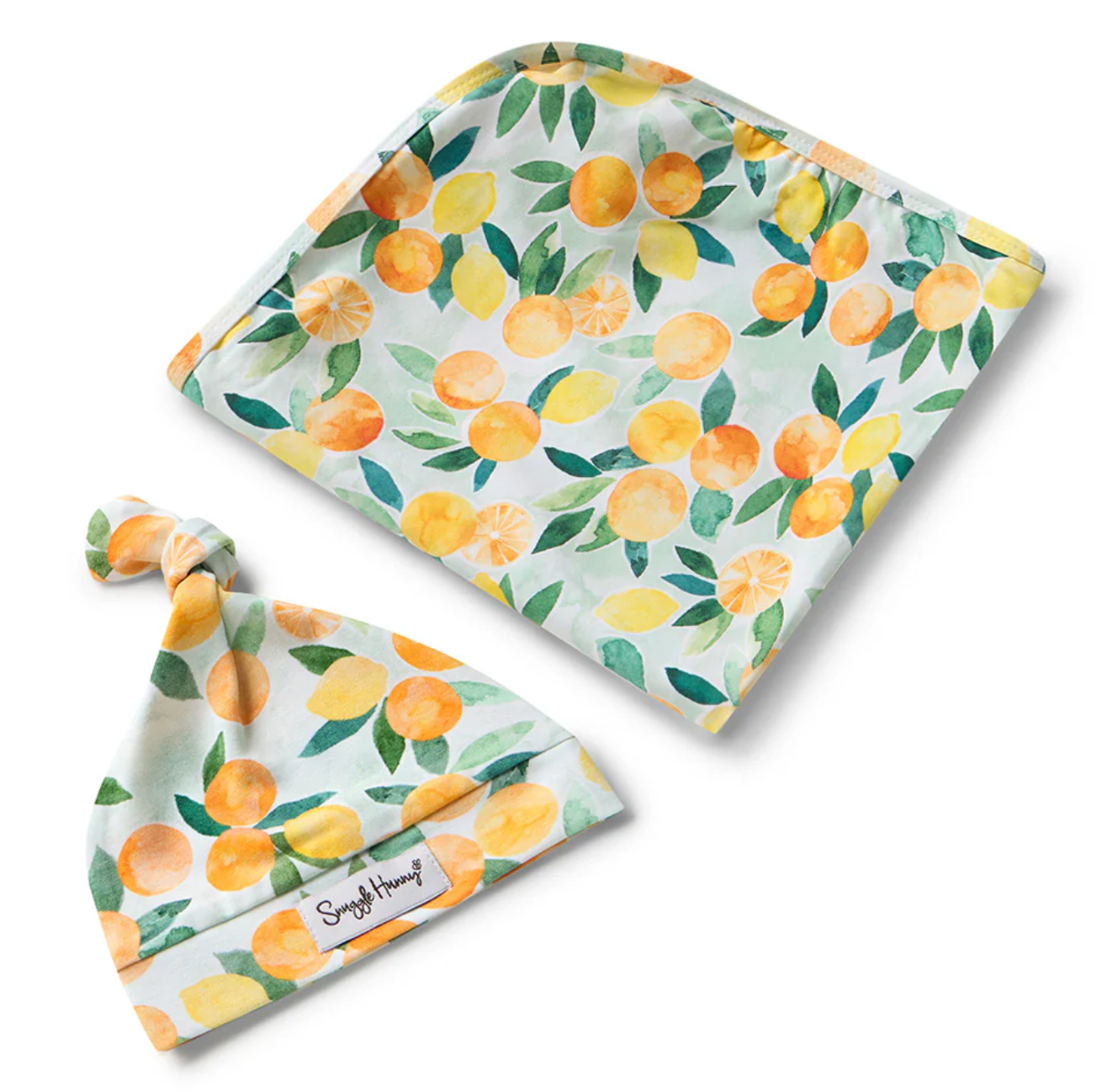 Snuggle Hunny Citrus Squeeze Organic Jersey Wrap & Beanie Set