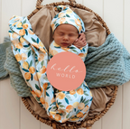 Snuggle Hunny Citrus Squeeze Organic Jersey Wrap & Beanie Set