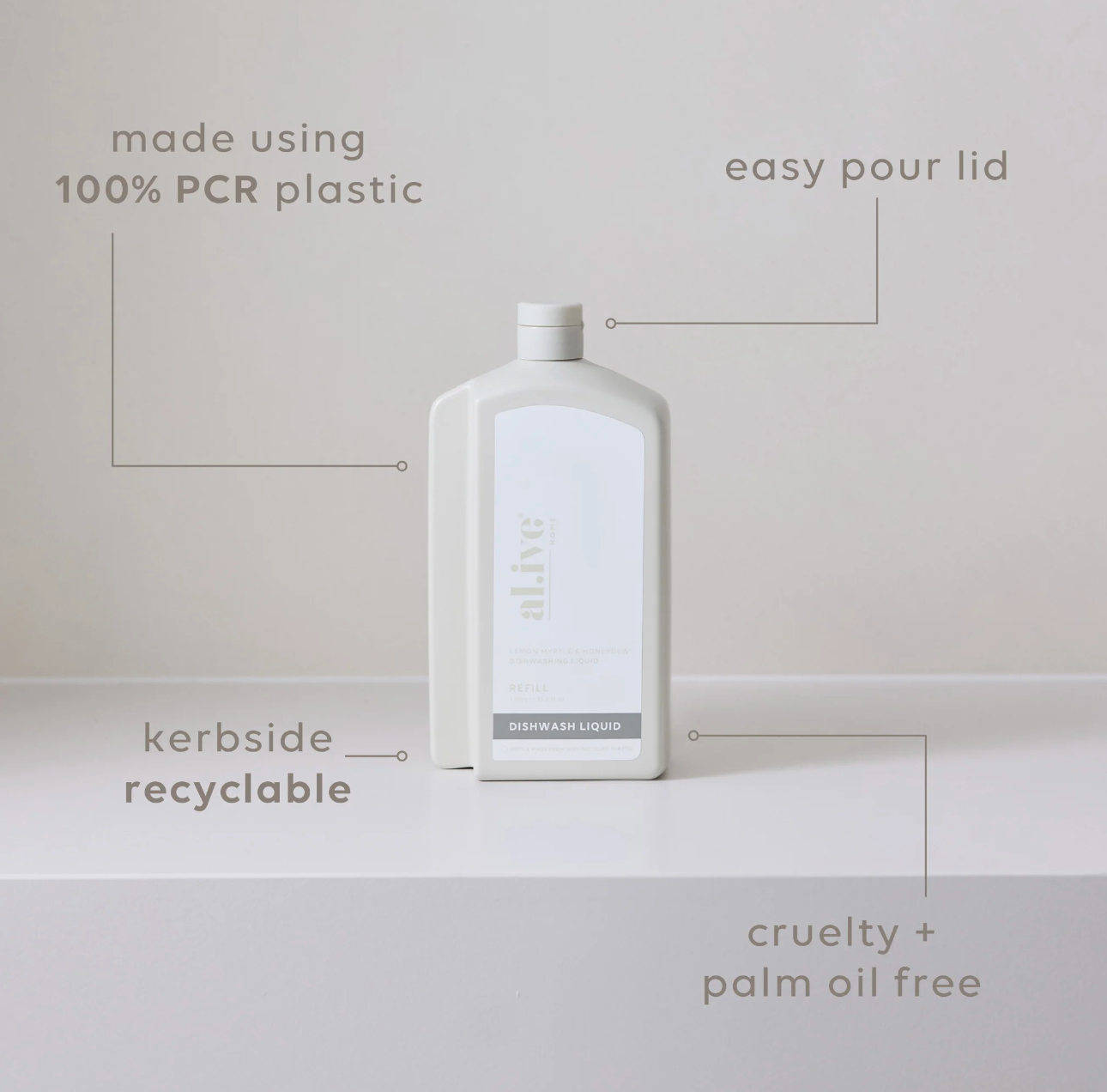 Al.ive Body 1L Dish Wash Refill - Lemon Myrtle & Honeydew