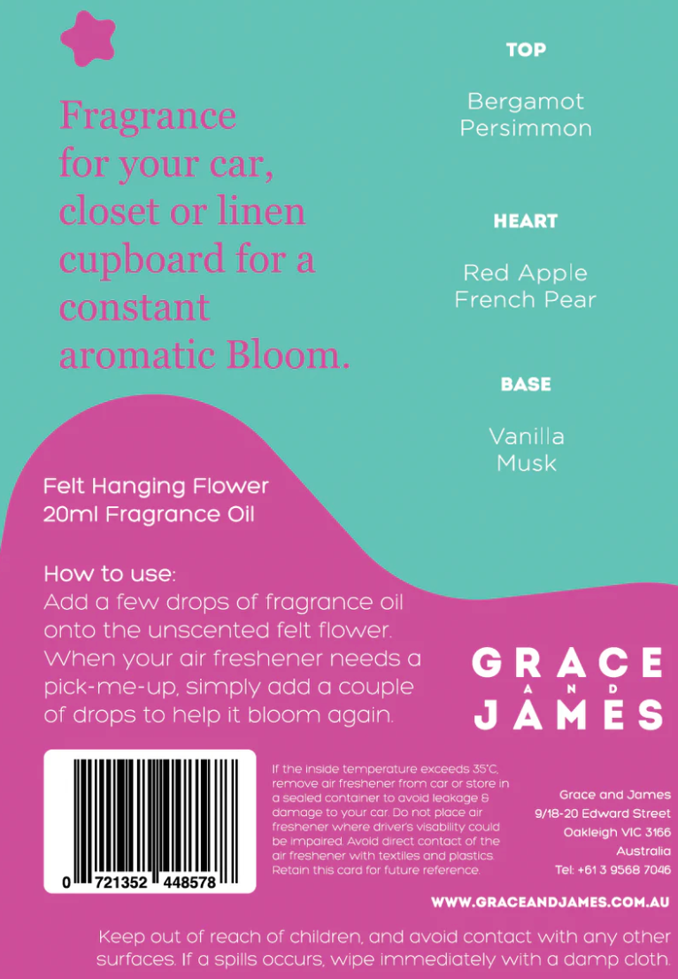 Grace & James Persimmon & Vanilla - Felt Air Freshener