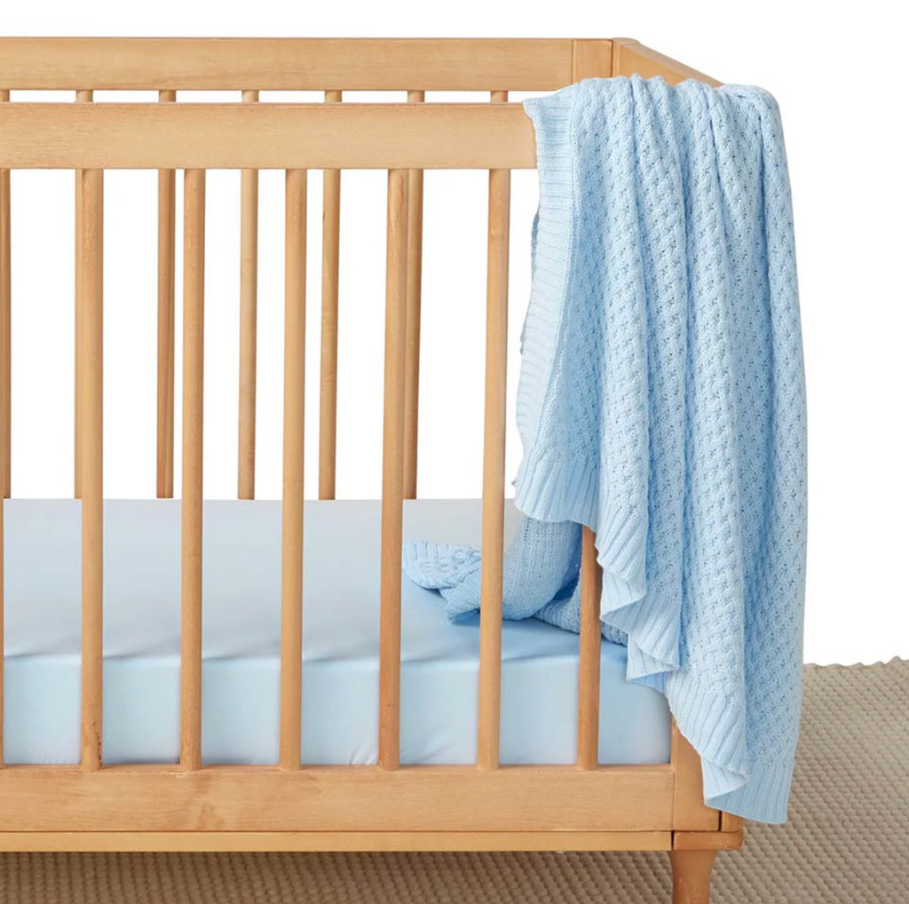 Snuggle Hunny Baby Blue Diamond Knit Organic Baby Blanket