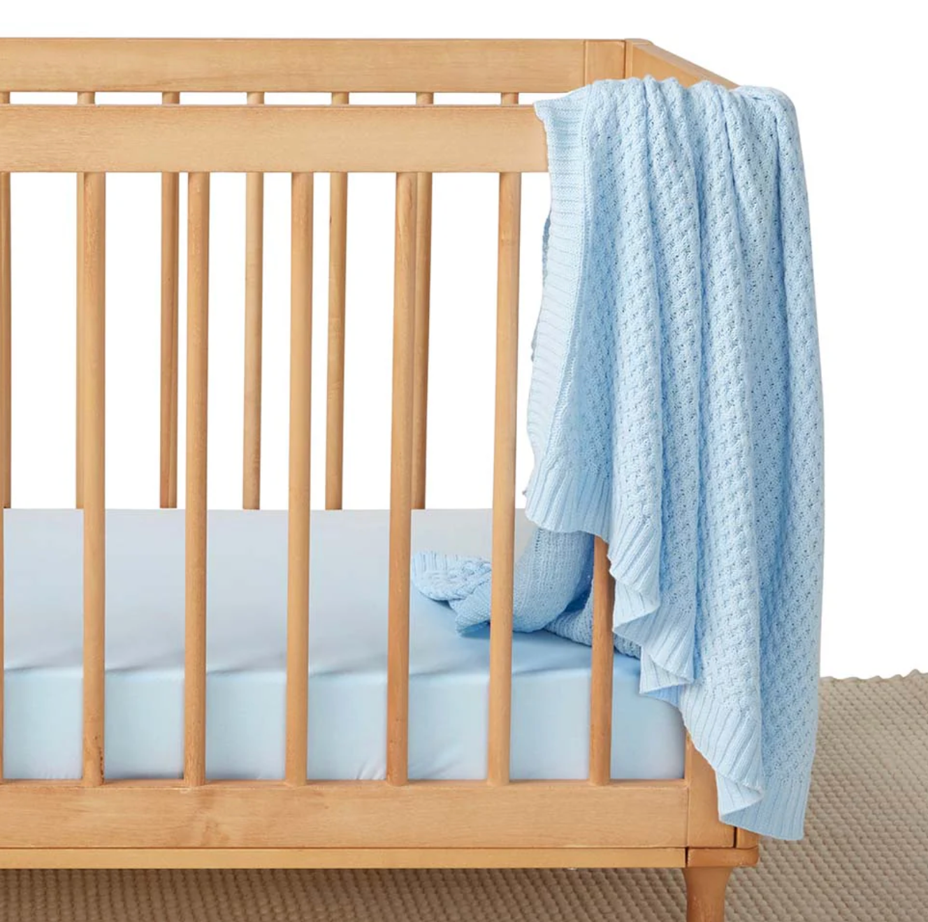 Snuggle Hunny Baby Blue Diamond Knit Organic Baby Blanket