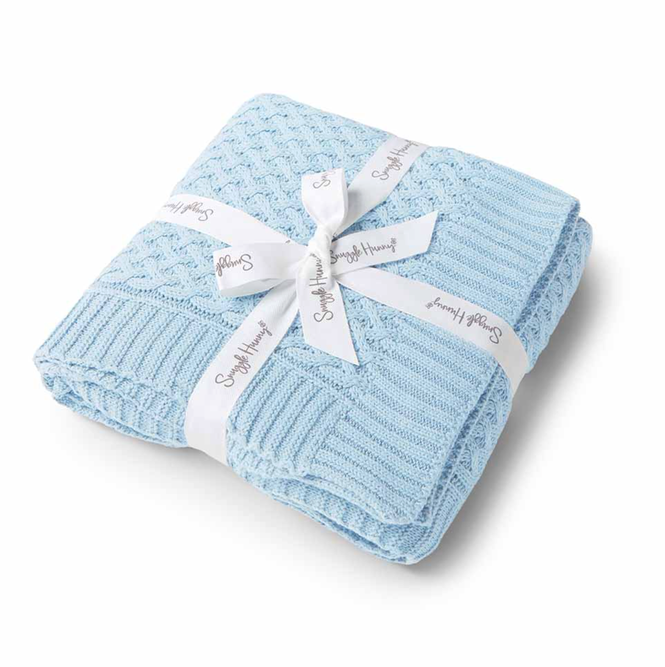 Snuggle Hunny Baby Blue Diamond Knit Organic Baby Blanket