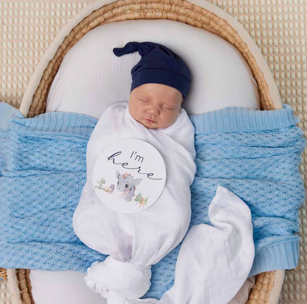 Snuggle Hunny Baby Blue Diamond Knit Organic Baby Blanket