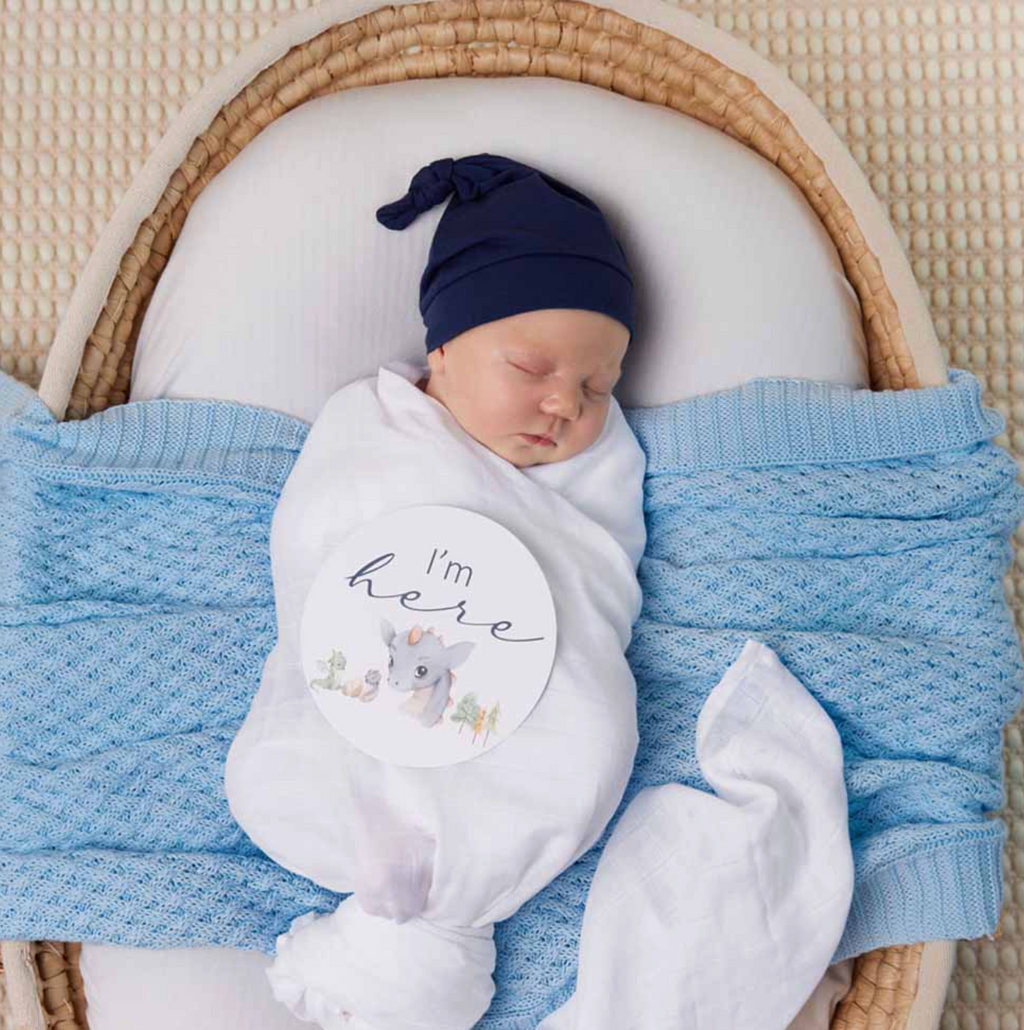 Snuggle Hunny Baby Blue Diamond Knit Organic Baby Blanket