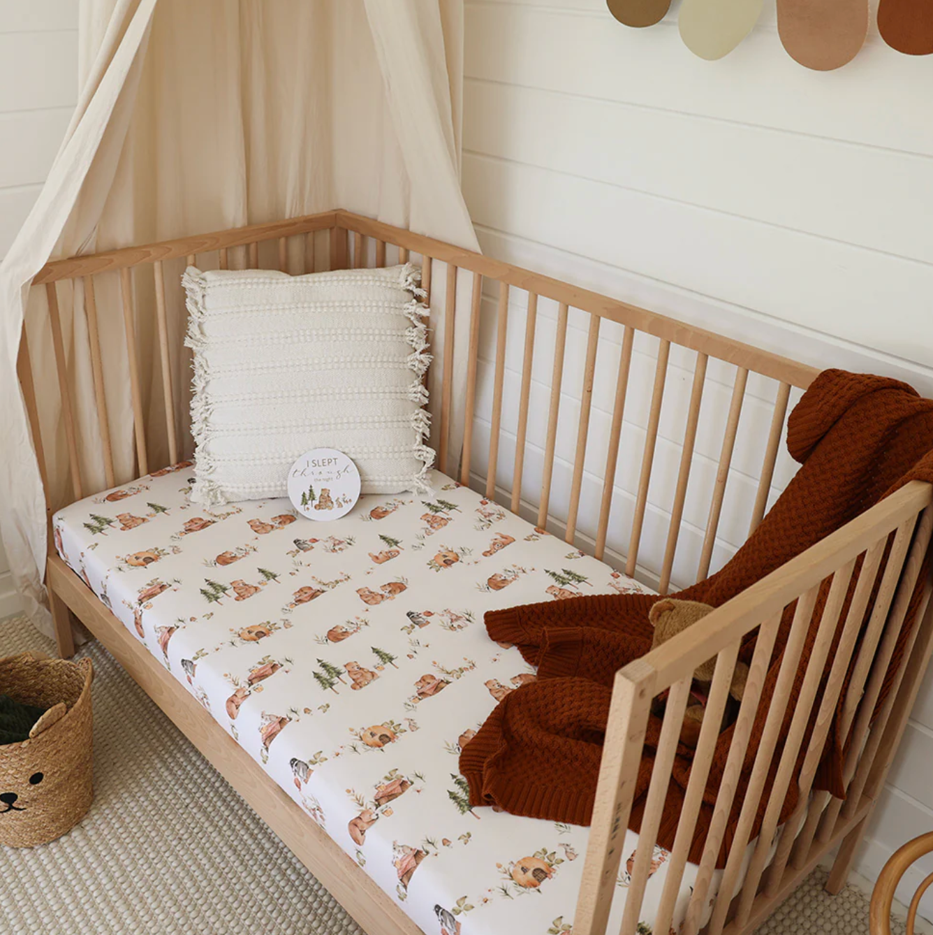 Snuggle Hunny Bears Organic Fitted Cot Sheet