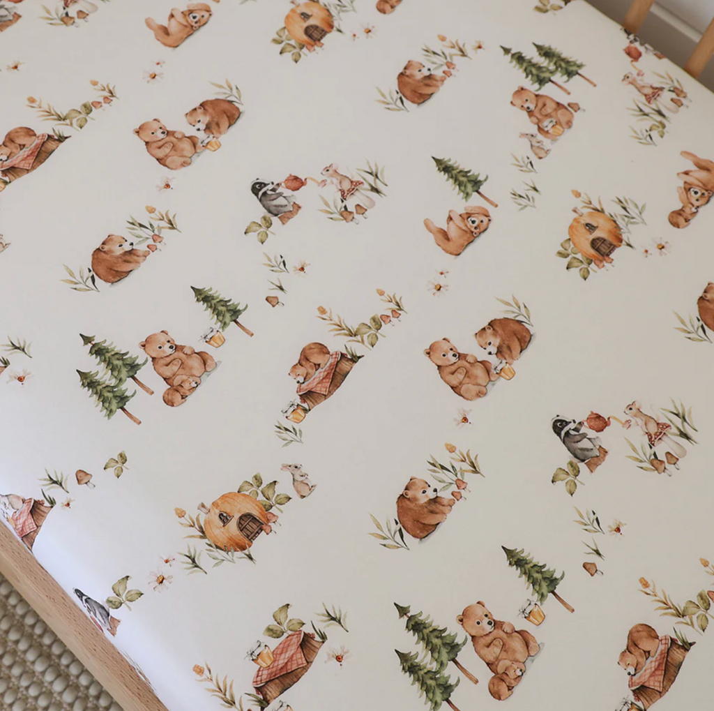 Snuggle Hunny Bears Organic Fitted Cot Sheet