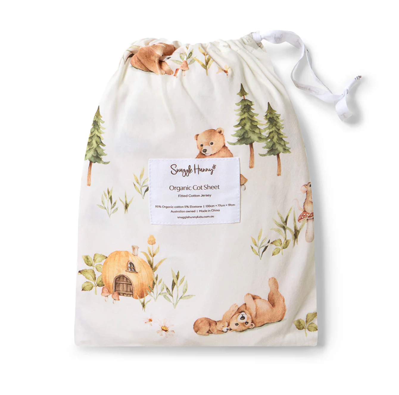 Snuggle Hunny Bears Organic Fitted Cot Sheet