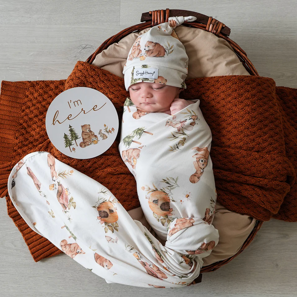 Snuggle Hunny Bears Organic Jersey Wrap & Beanie Set