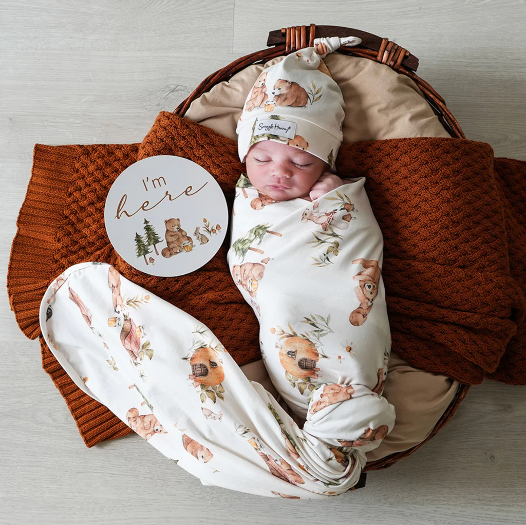Snuggle Hunny Bears Organic Jersey Wrap & Beanie Set