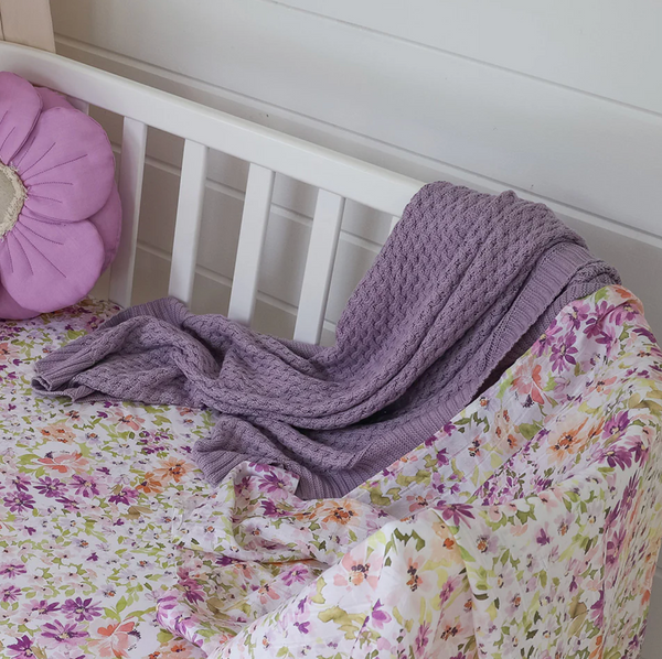 Snuggle Hunny Lavender Diamond Knit Organic Baby Blanket