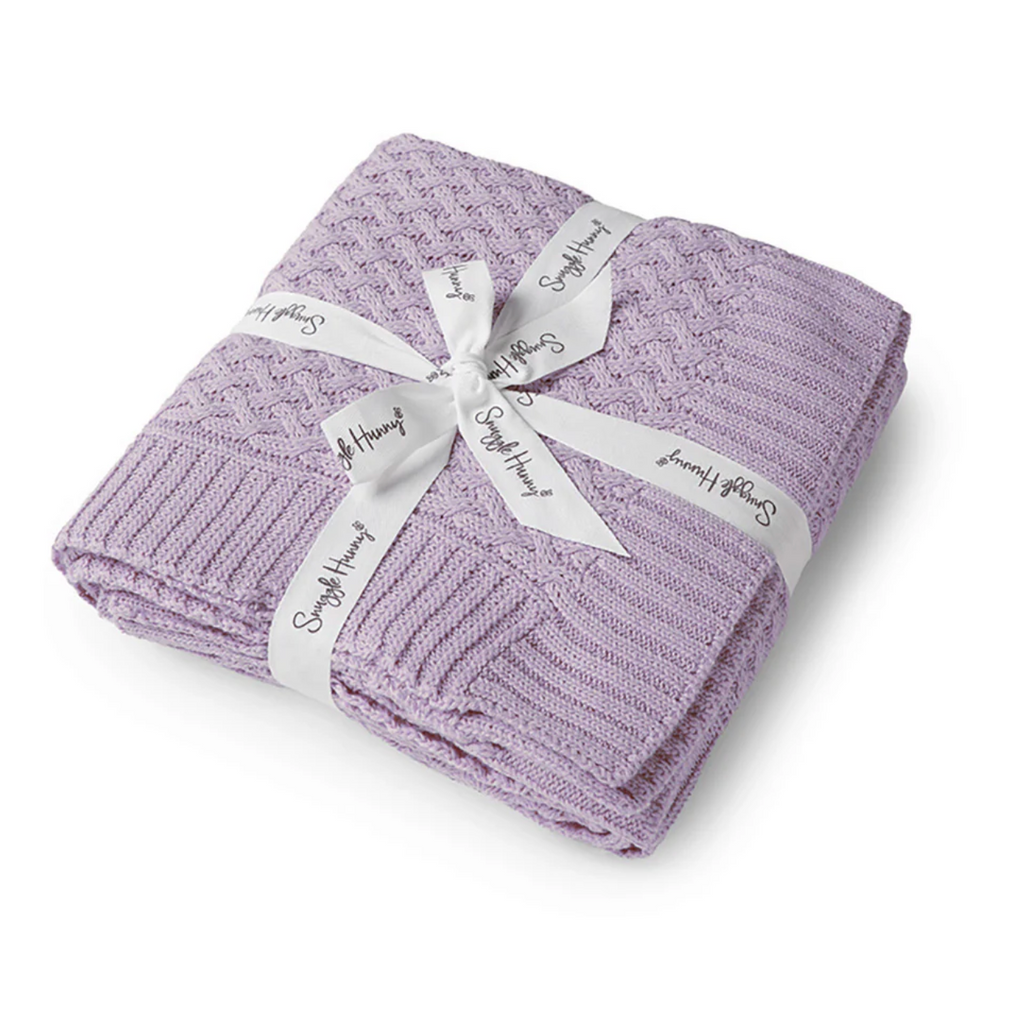Snuggle Hunny Lavender Diamond Knit Organic Baby Blanket