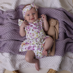 Snuggle Hunny Lavender Diamond Knit Organic Baby Blanket