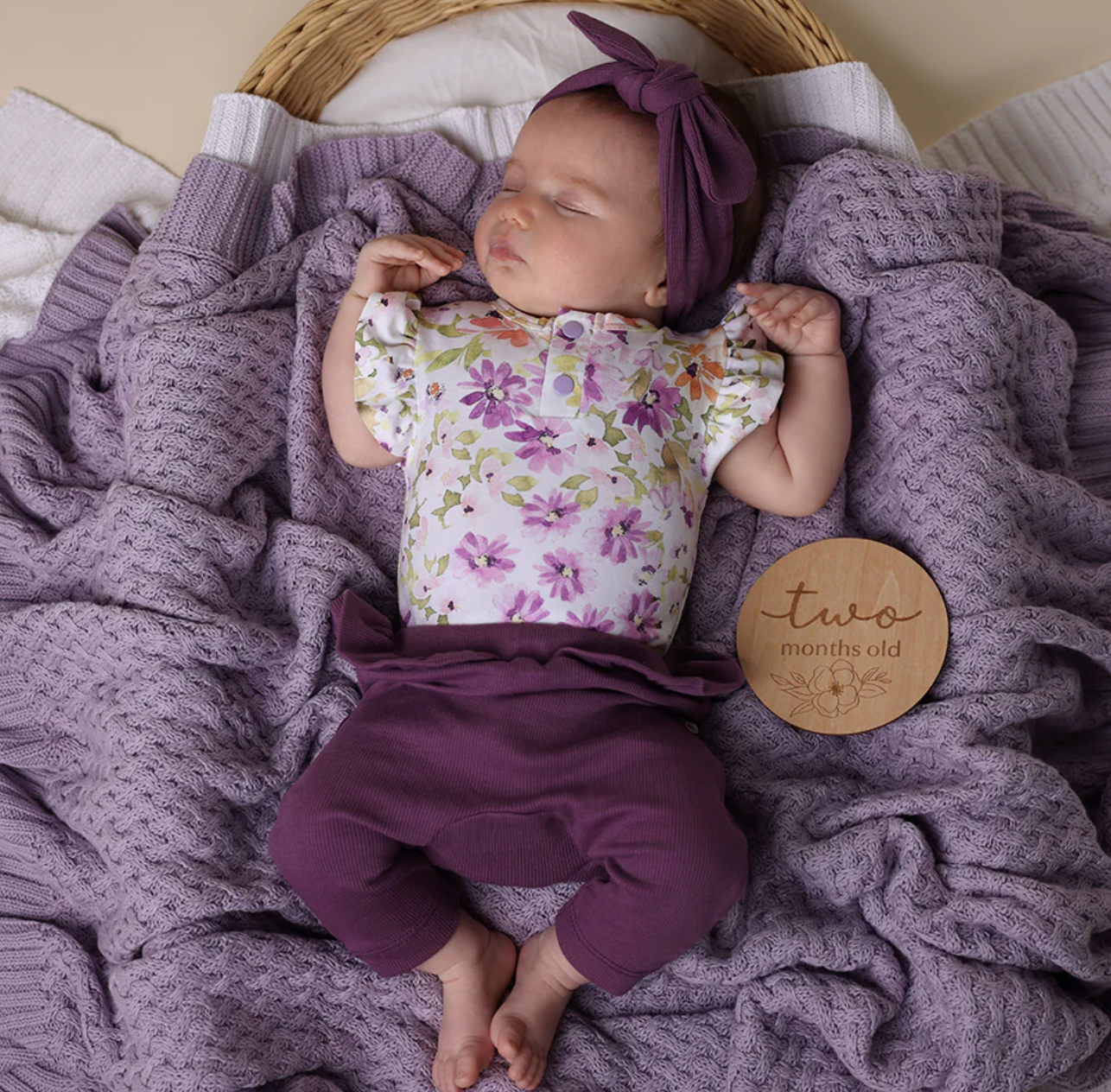 Snuggle Hunny Lavender Diamond Knit Organic Baby Blanket