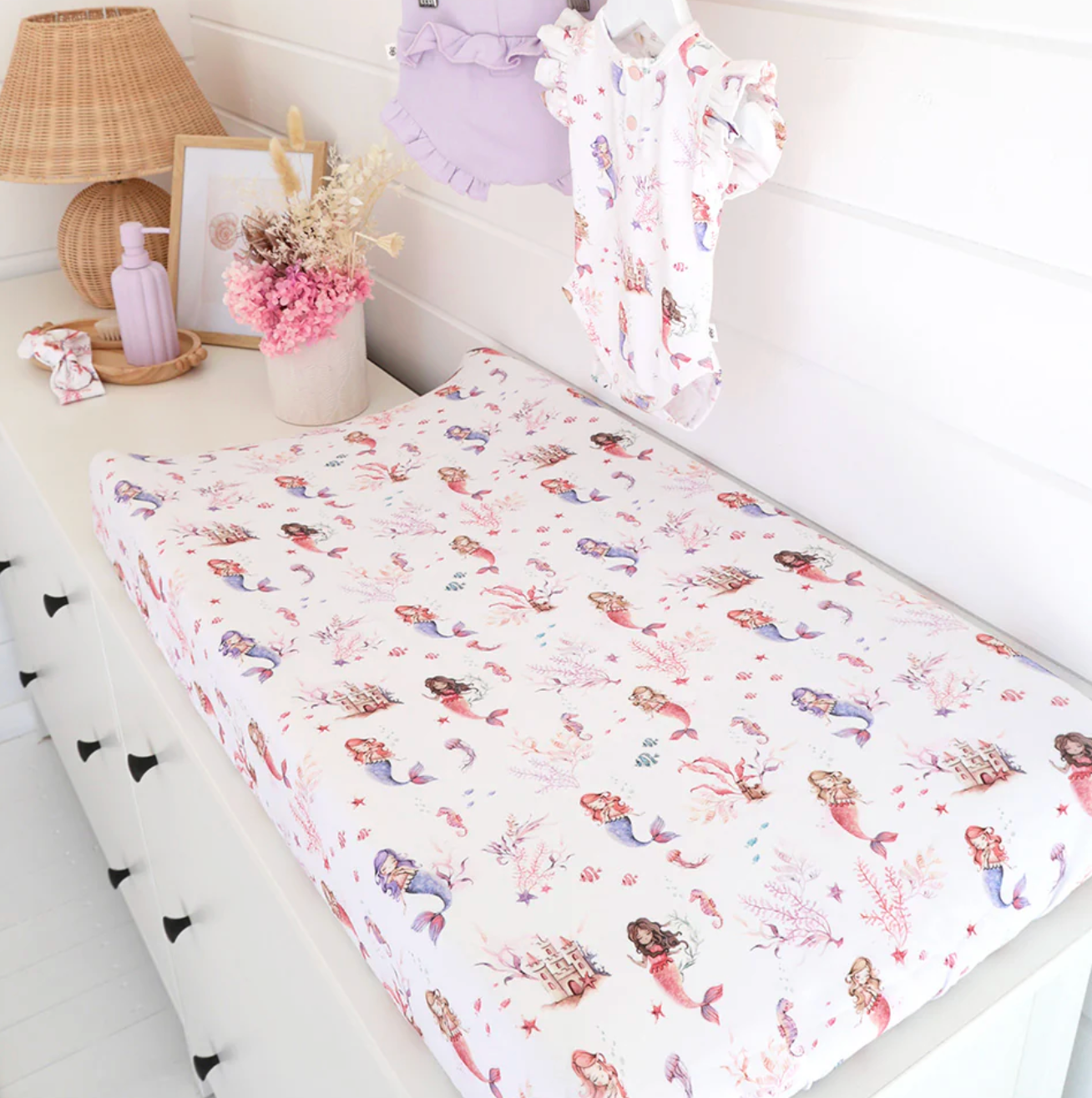 Snuggle Hunny Mermaid Organic Bassinet Sheet / Change Pad Cover