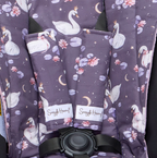 Snuggle Hunny Midnight Swan Universal Reversible Pram Strap Covers