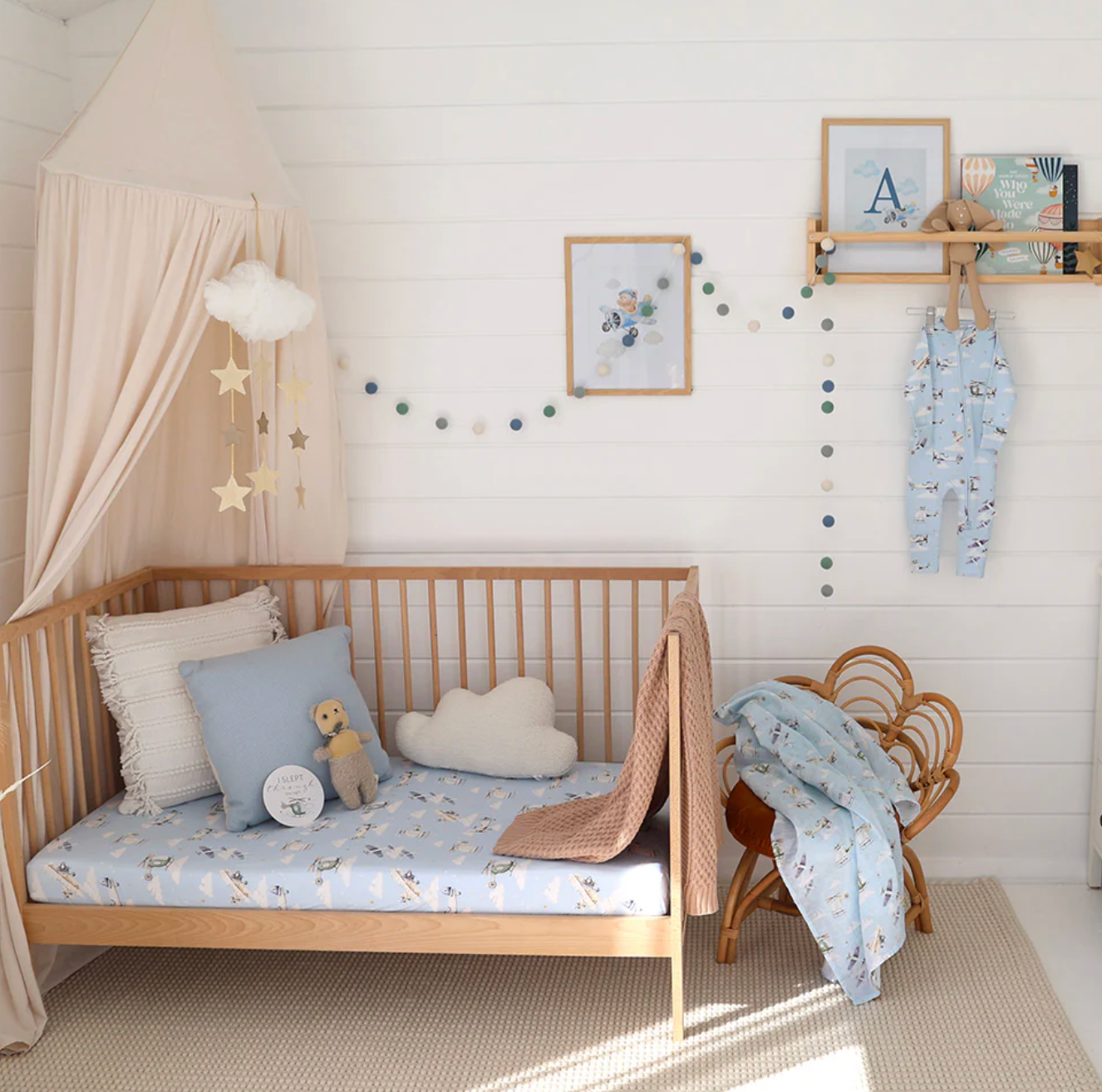 Snuggle Hunny Taking Flight Organic Fitted Cot Sheet