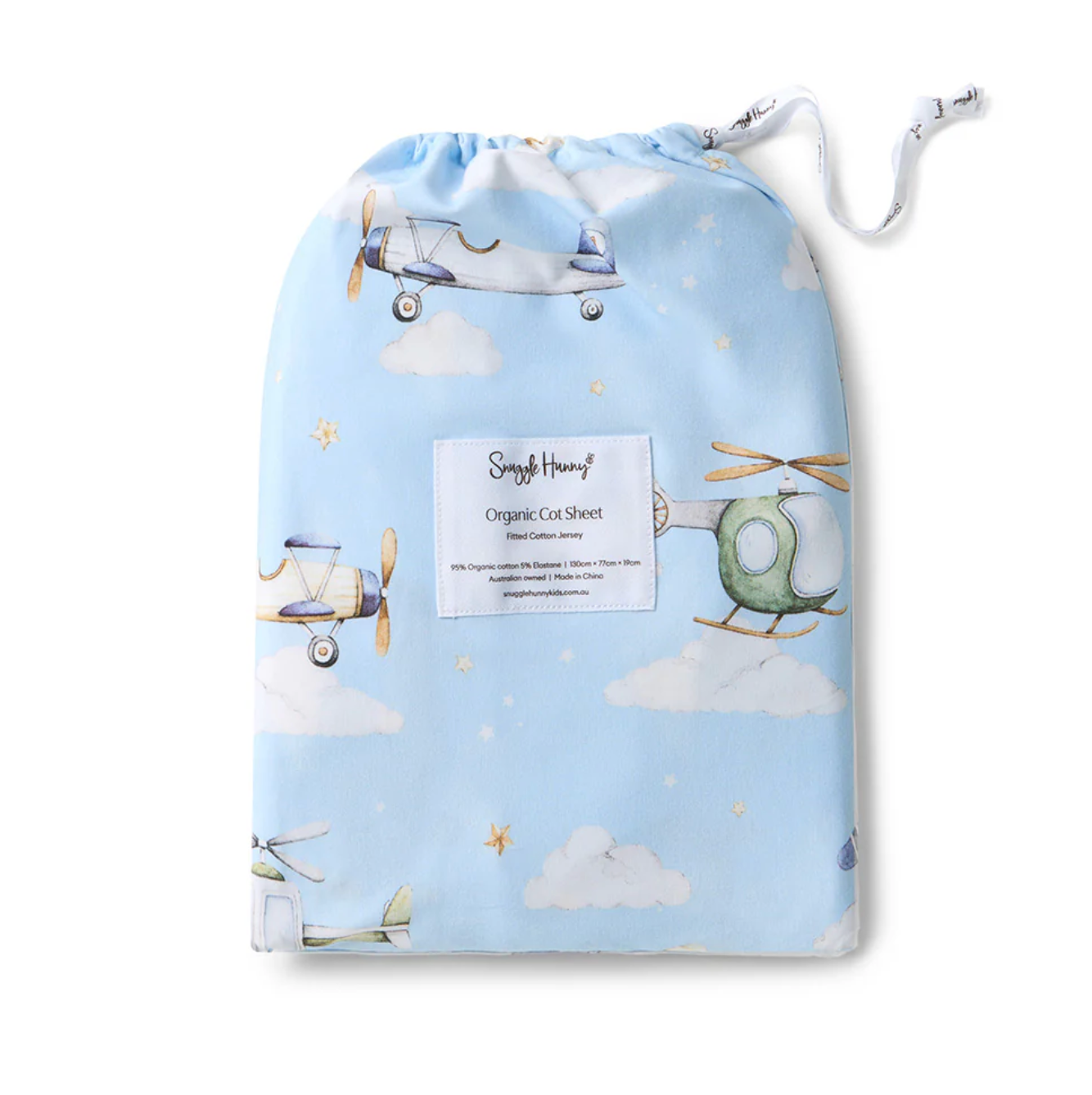 Snuggle Hunny Taking Flight Organic Fitted Cot Sheet