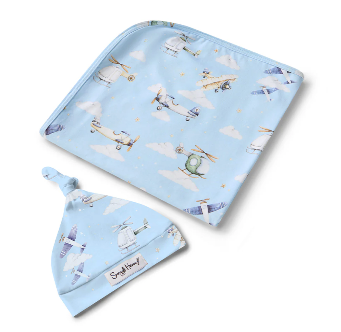 Snuggle Hunny Taking Flight Organic Jersey Wrap & Beanie Set