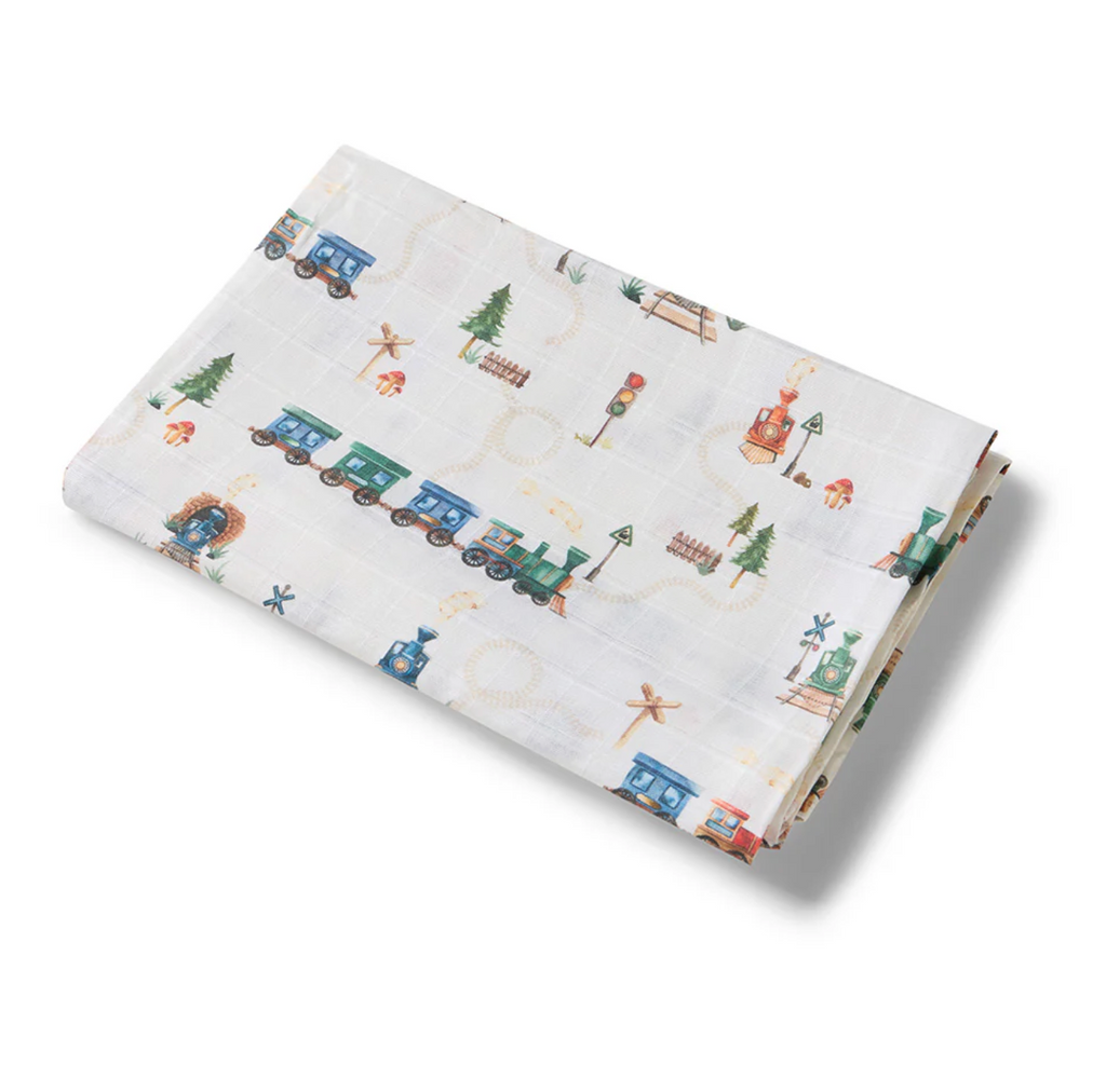 Snuggle Hunny Trains Organic Muslin Wrap