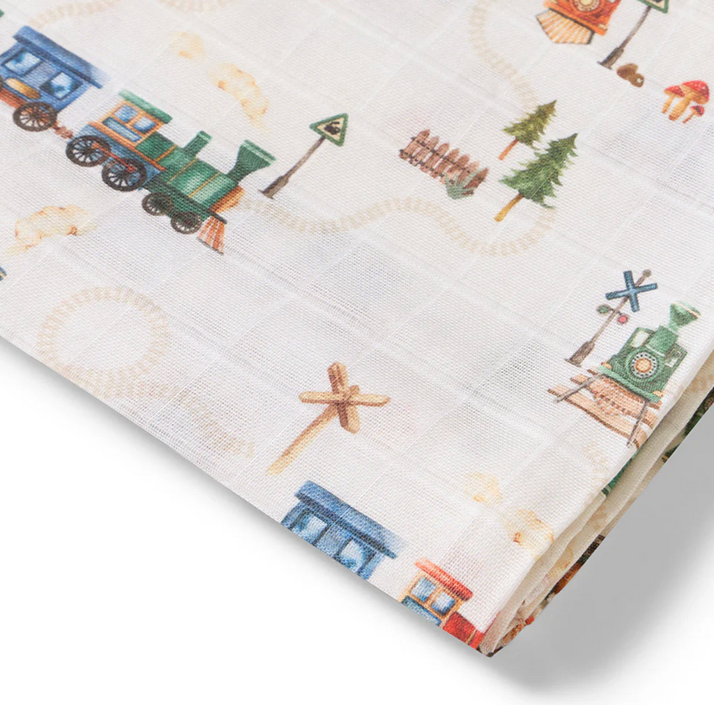 Snuggle Hunny Trains Organic Muslin Wrap