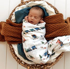 Snuggle Hunny Trains Organic Muslin Wrap