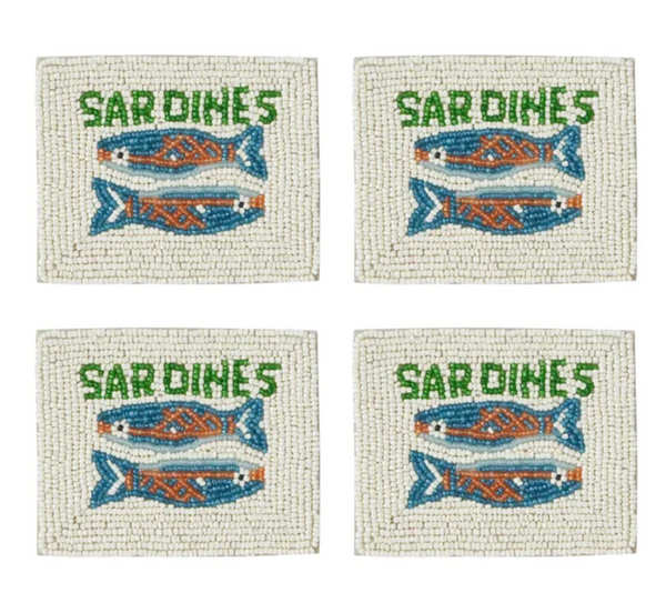 Coast to Coast Sardines Set of 4 Beaded Coasters