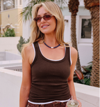 Ceres Life Skylar Layer Rib Tank Choc & White