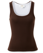 Ceres Life Skylar Layer Rib Tank Choc & White