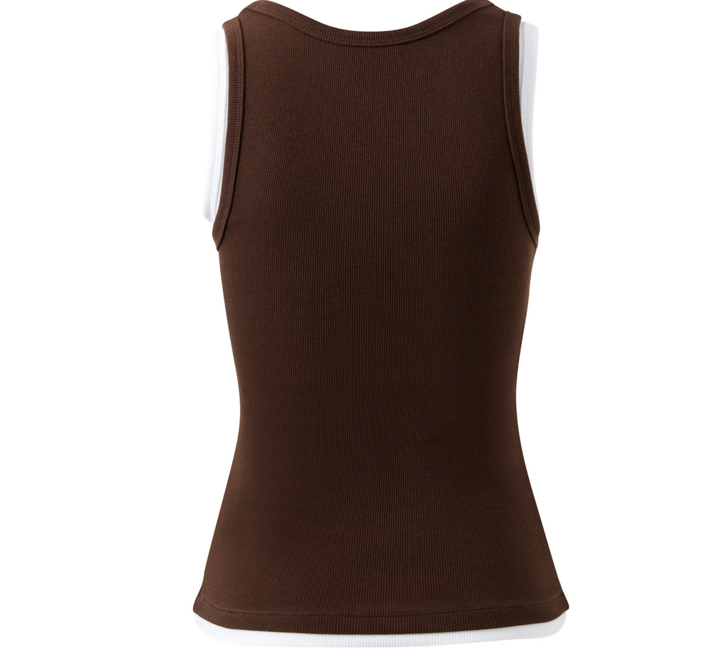 Ceres Life Skylar Layer Rib Tank Choc & White